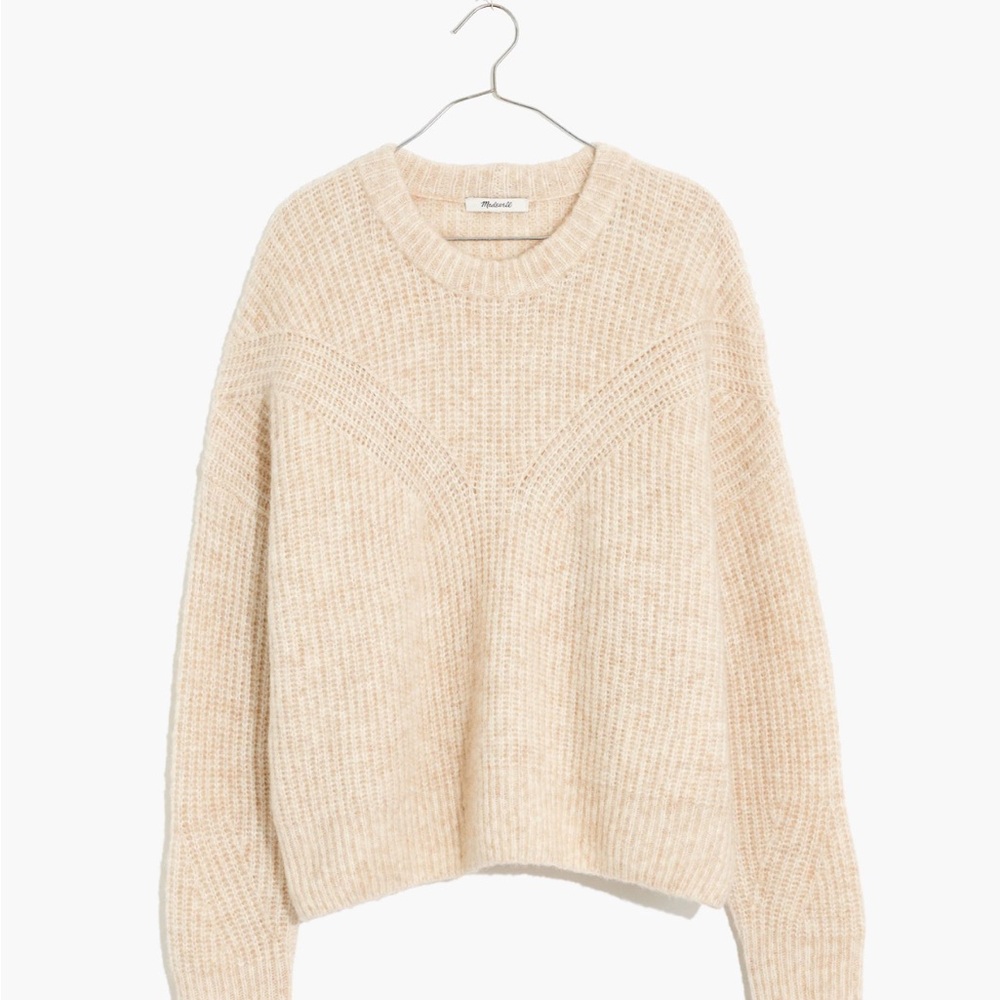 Madewell Belfiore Ribbed Pullover Wool Camel Hair Sweater Size S Tan Heather